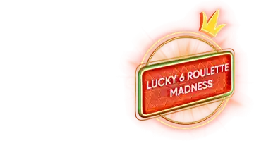 Значок с надписью Lucky 6 Roulette Madness, символизирующий промоакцию рулетки в Онлайн-казино Flagman.